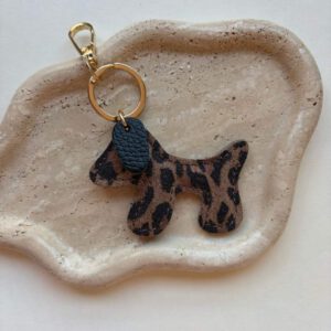 Sleutelhanger hond 100% leer leopard mooi