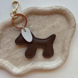 Sleutelhanger hond 100% leer bruin