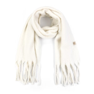 Wintersjaal offwhite met franjes