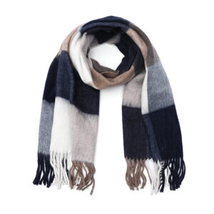 Wintersjaal met ruitmotief kleur navy