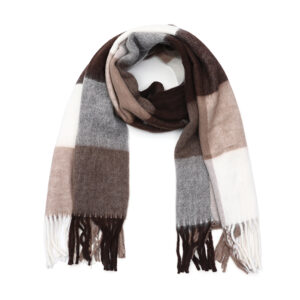 Wintersjaal met ruitmotief kleur coffee