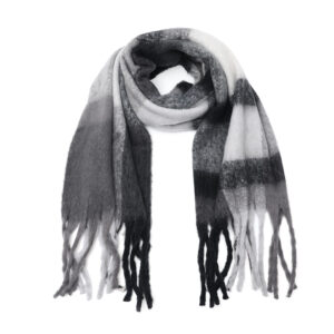 Wintersjaal met ruitmotief kleur grijs zwart