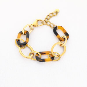 Armband schakel leopard stainless steel